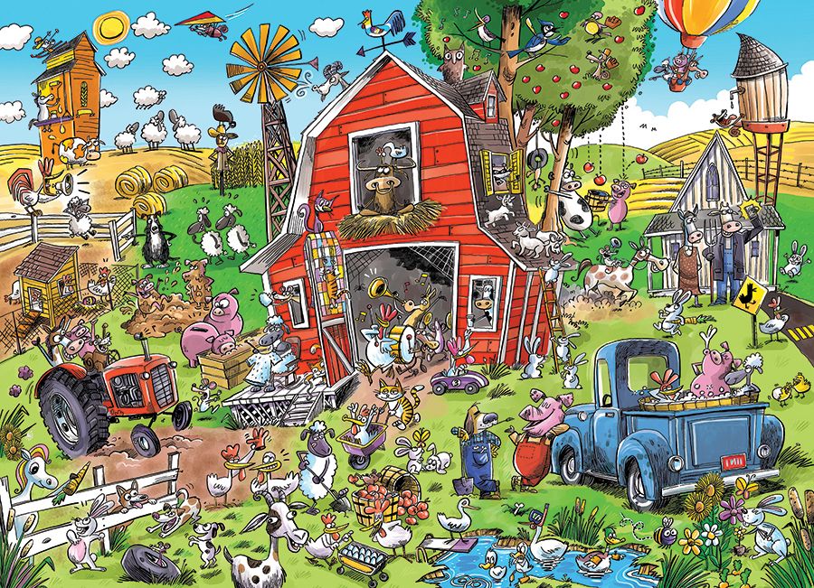 DoodleTown: Farmyard Folly - Scratch and Dent Farm Jigsaw Puzzle