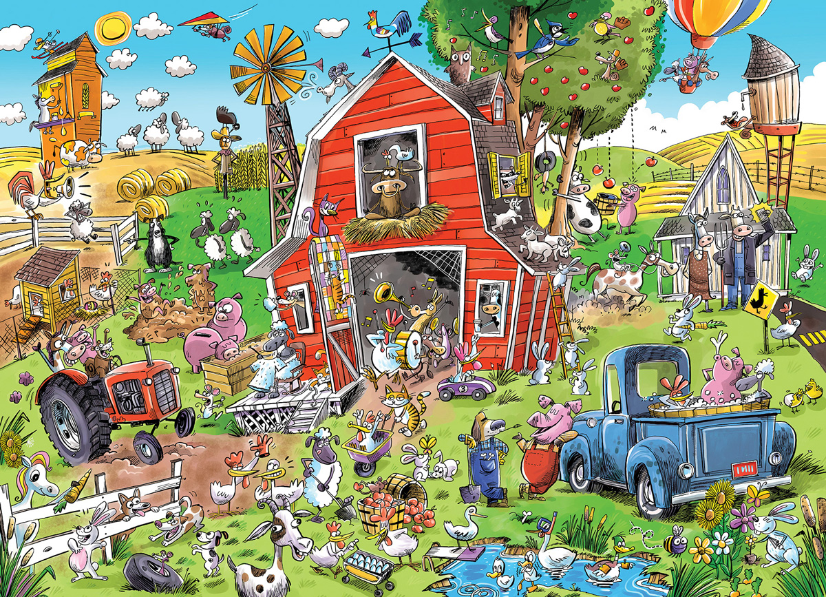 DoodleTown: Farmyard Folly - Scratch and Dent Farm Jigsaw Puzzle