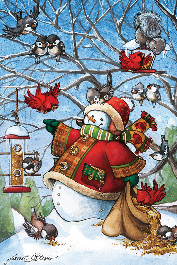 Frosty Feeds His Friends - Scratch and Dent Winter Jigsaw Puzzle