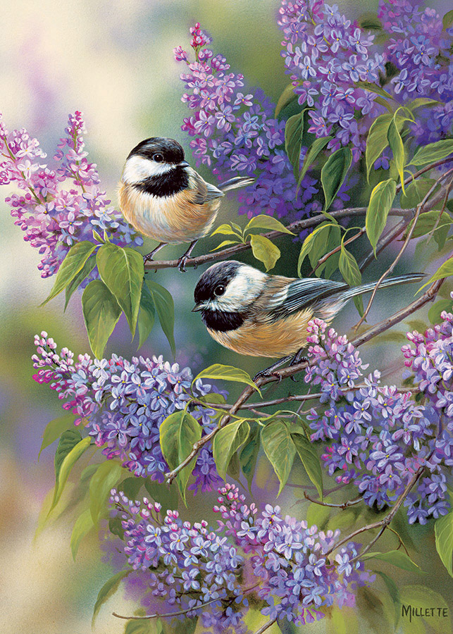 Seniors or Children's Puzzle Chickadee Duo  35 Piece Jigsaw Tray Puzzle 