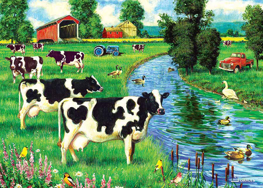 Cow Stream Farm Animal Jigsaw Puzzle