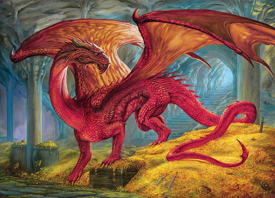 Red Dragon's Treasure, 1000 Pieces, Cobble Hill | Puzzle Warehouse