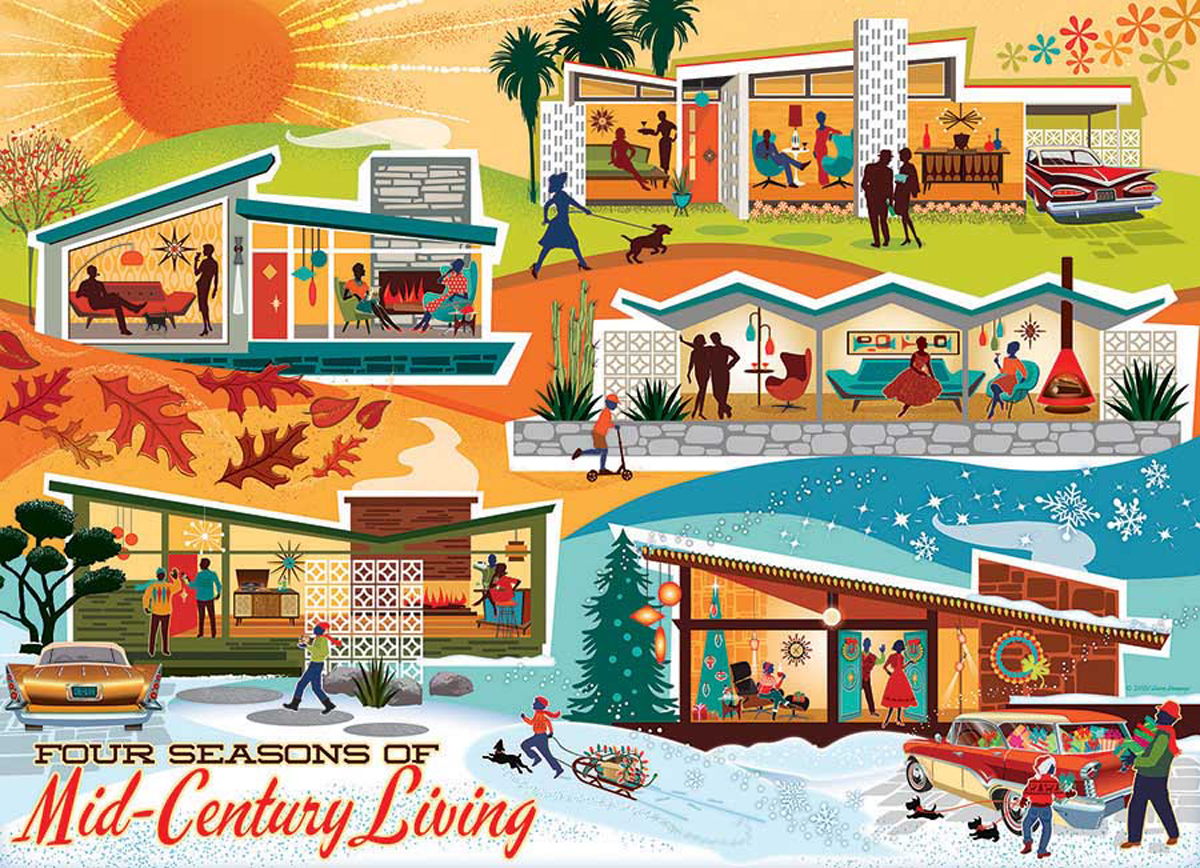 Four Seasons of Mid-Century Living Fall Jigsaw Puzzle