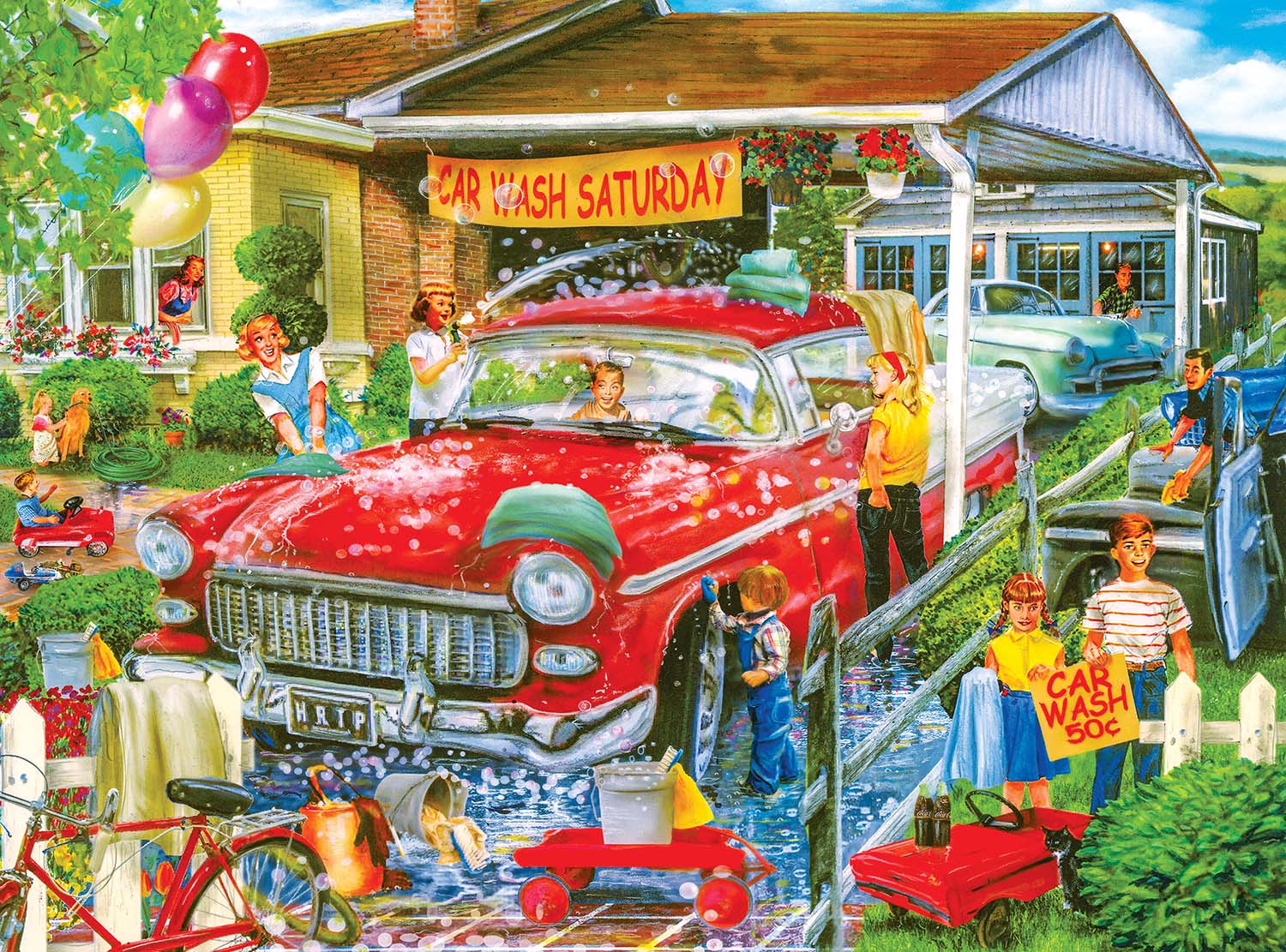 Back To The Past - Car Wash Saturday Car Jigsaw Puzzle