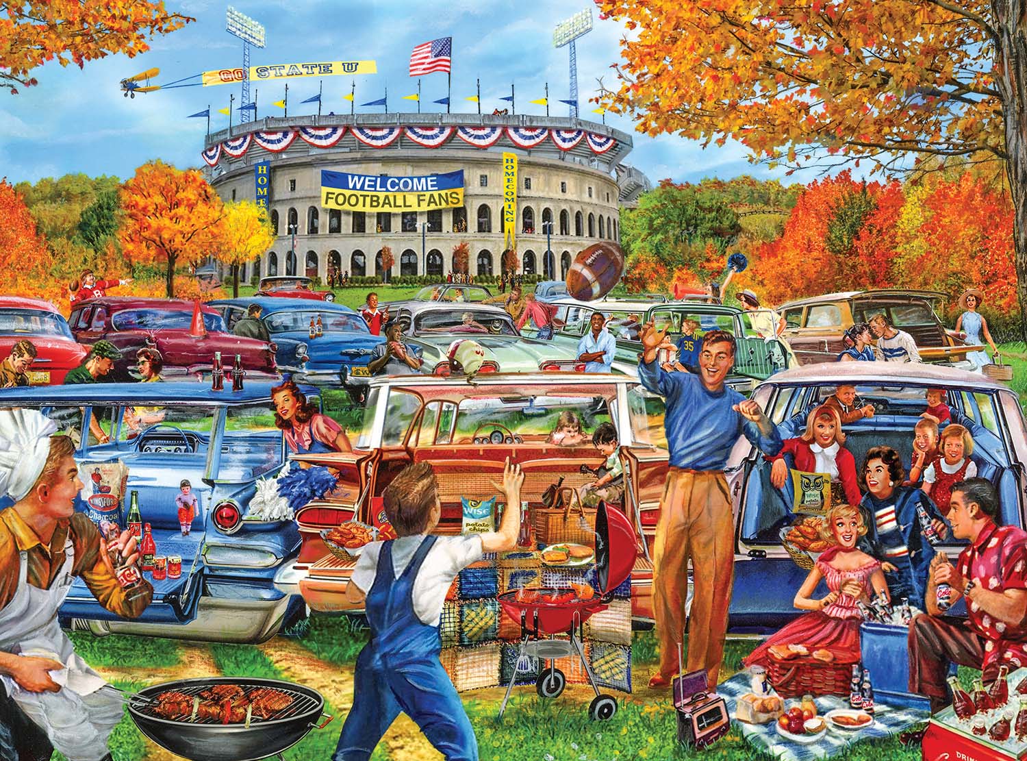 Back To The Past - Tailgating Fun Sports Jigsaw Puzzle