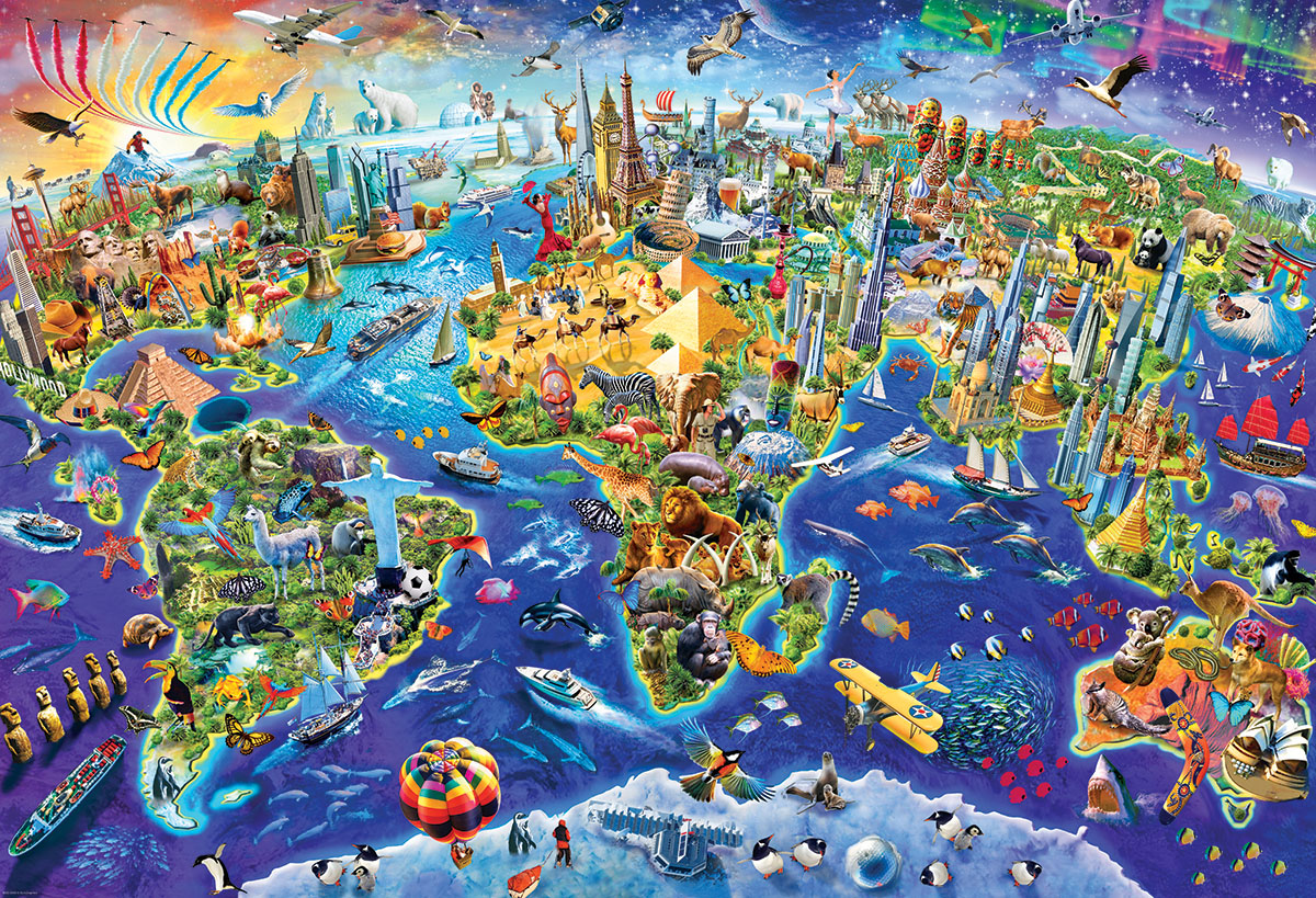 Crazy World - Scratch and Dent Maps & Geography Jigsaw Puzzle