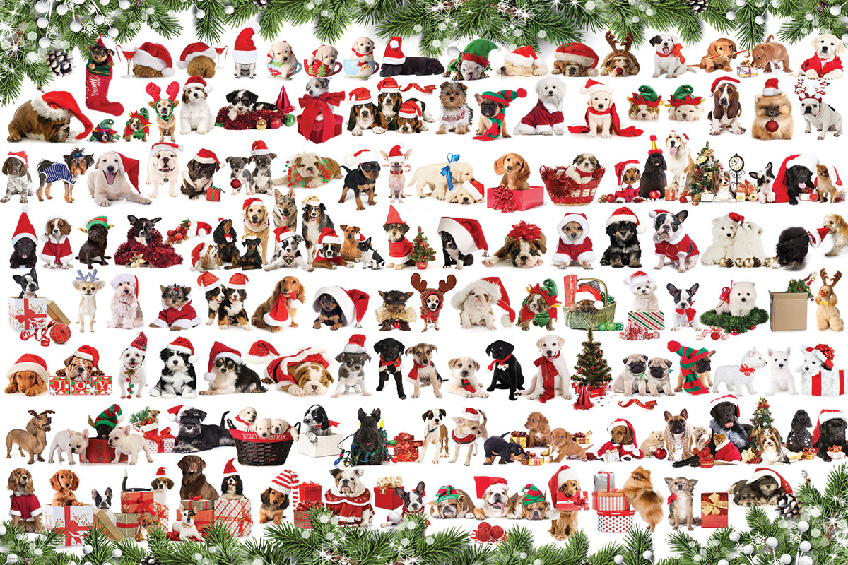 Holiday Dogs Tin Dogs Jigsaw Puzzle