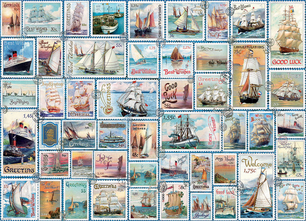 Sailing Ships Vintage Stamps Boat Jigsaw Puzzle