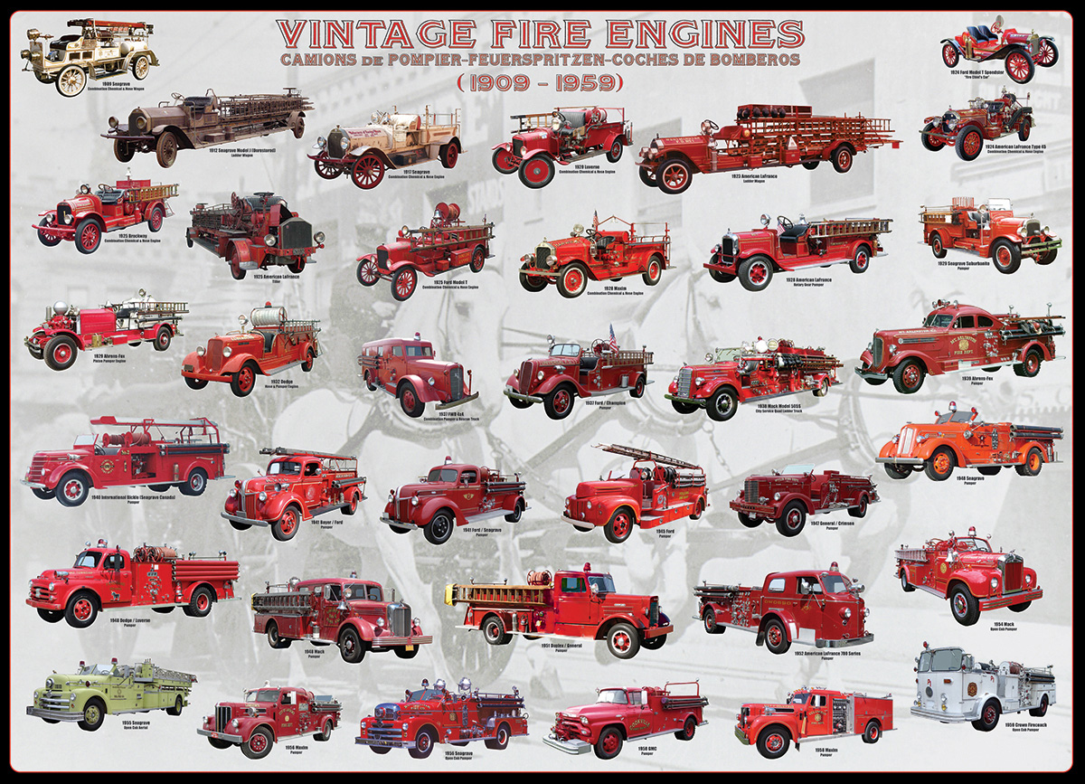 Vintage Fire Engines Vehicles Jigsaw Puzzle