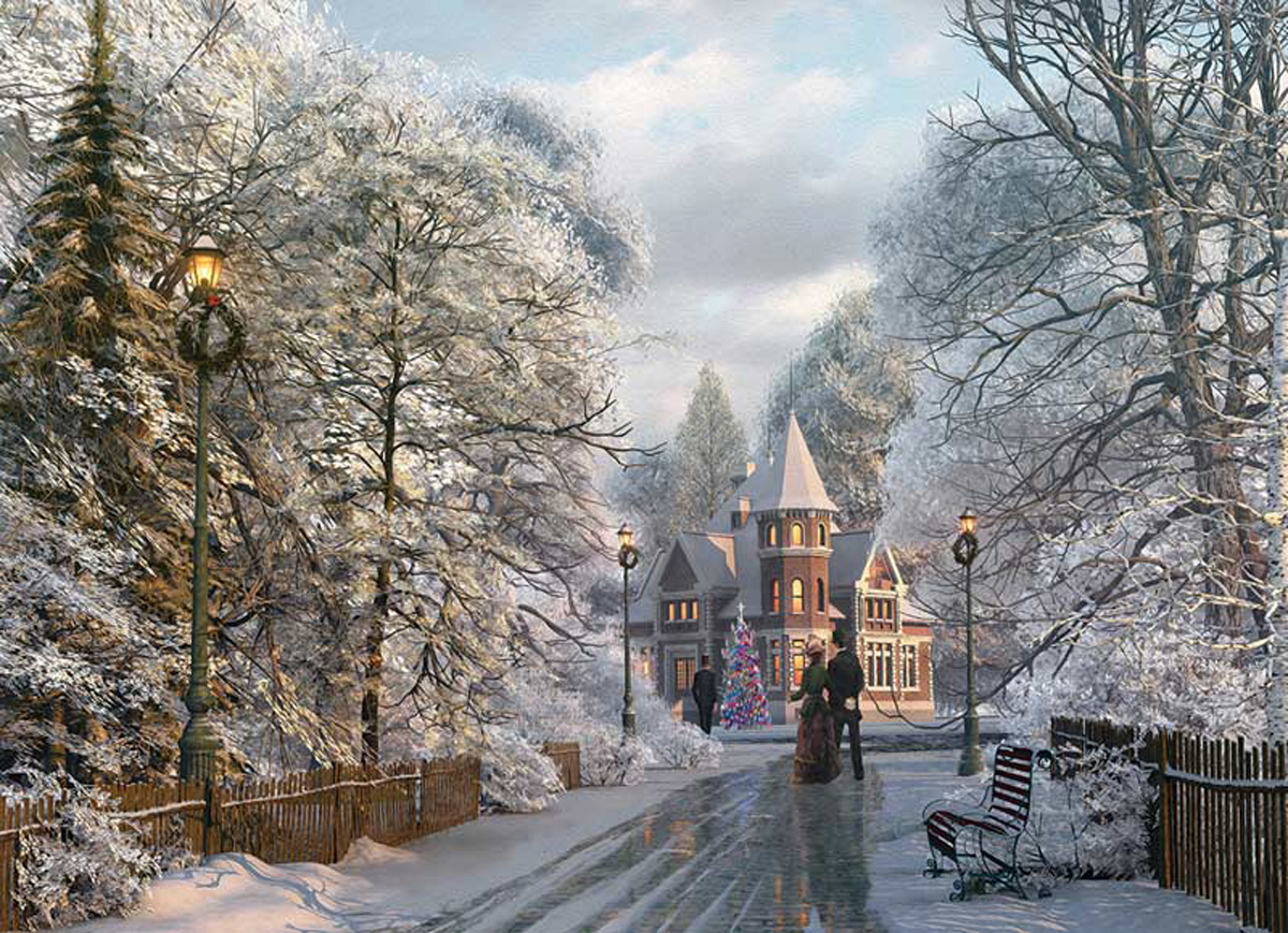 New England Christmas Stroll Winter Jigsaw Puzzle