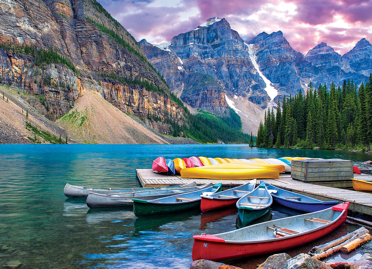 Canoes on the Lake Mountain Jigsaw Puzzle