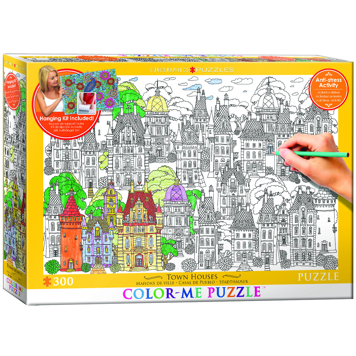 Town Houses (Color-Me Puzzle) Graphics / Illustration Jigsaw Puzzle