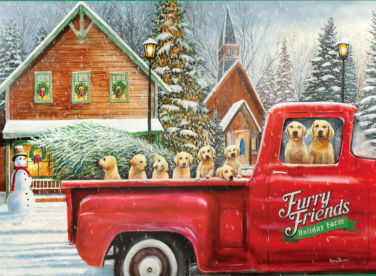 Furry Friends Holiday Farm Dogs Jigsaw Puzzle
