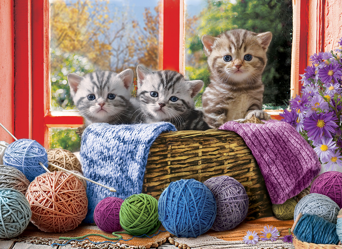 Knittin' Kittens Cats Jigsaw Puzzle