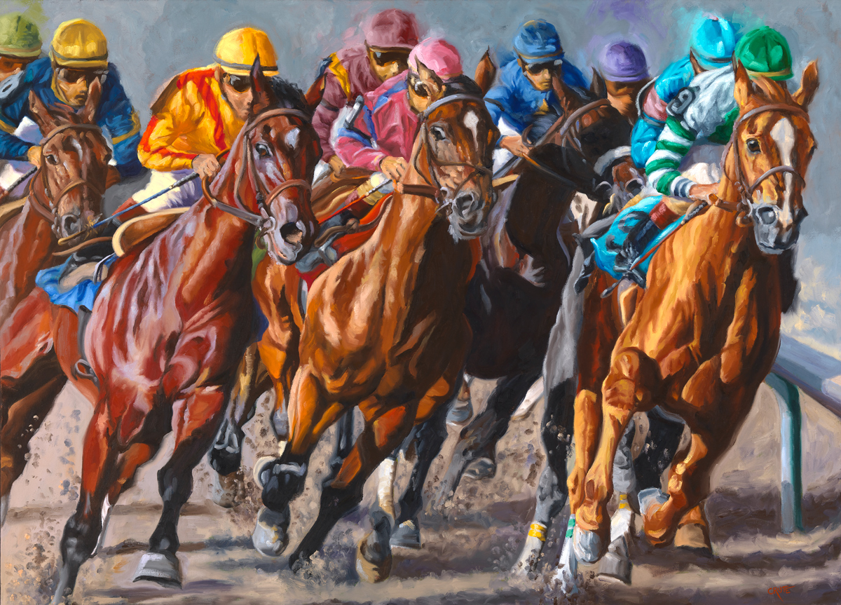 Into the First Turn Puzzle Horse Jigsaw Puzzle