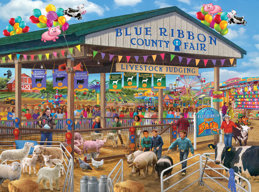 Blue Ribbon Country Fair Farm Animal Jigsaw Puzzle