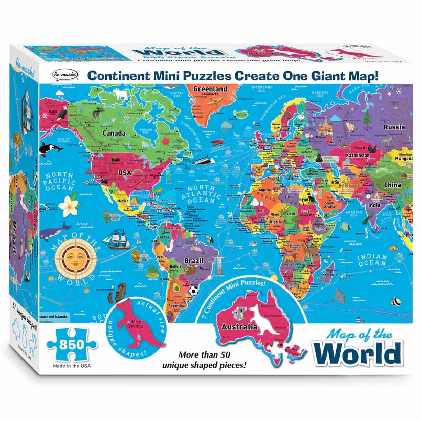 Map of the World, 850 Pieces, Re-marks | Puzzle Warehouse