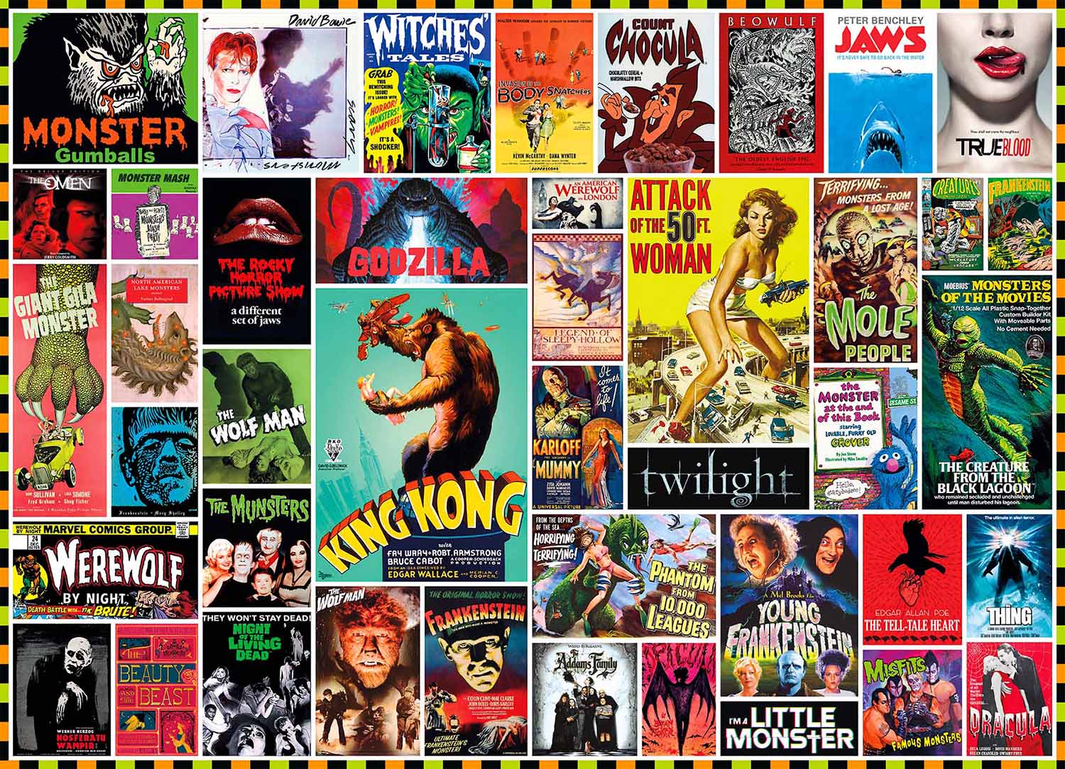 Famous Monster Movies Collage Jigsaw Puzzle
