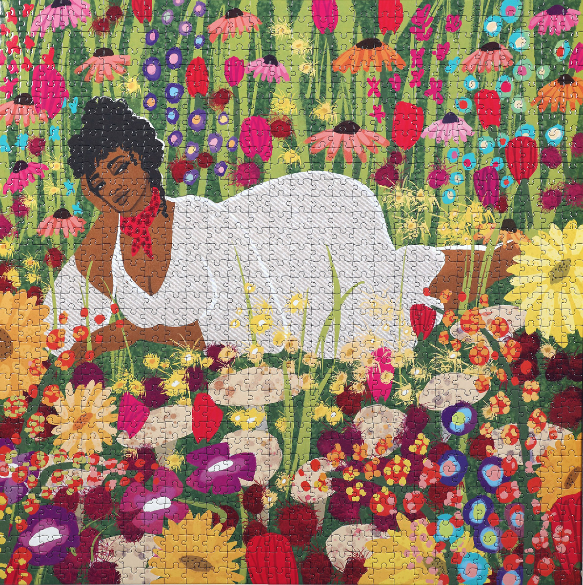 Woman in Flowers Flower & Garden Jigsaw Puzzle