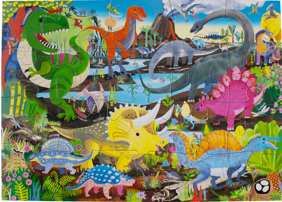 Dinosaur Land, 20 Pieces, eeBoo | Puzzle Warehouse