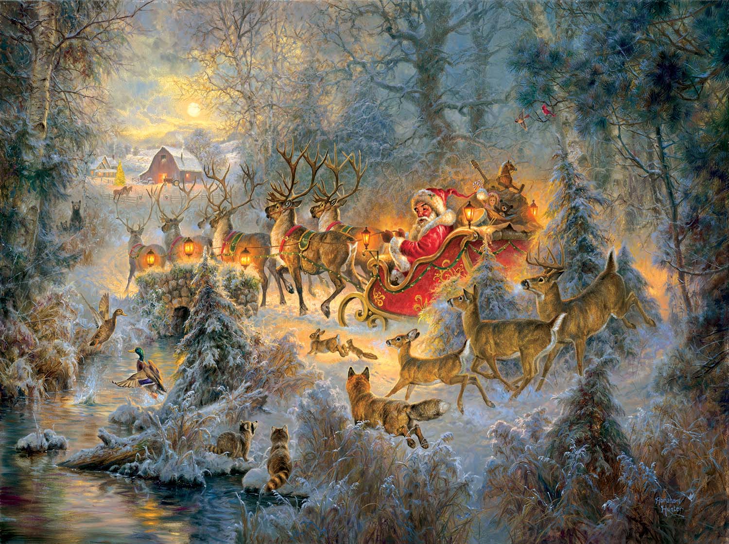Merry Christmas to All Forest Animal Jigsaw Puzzle