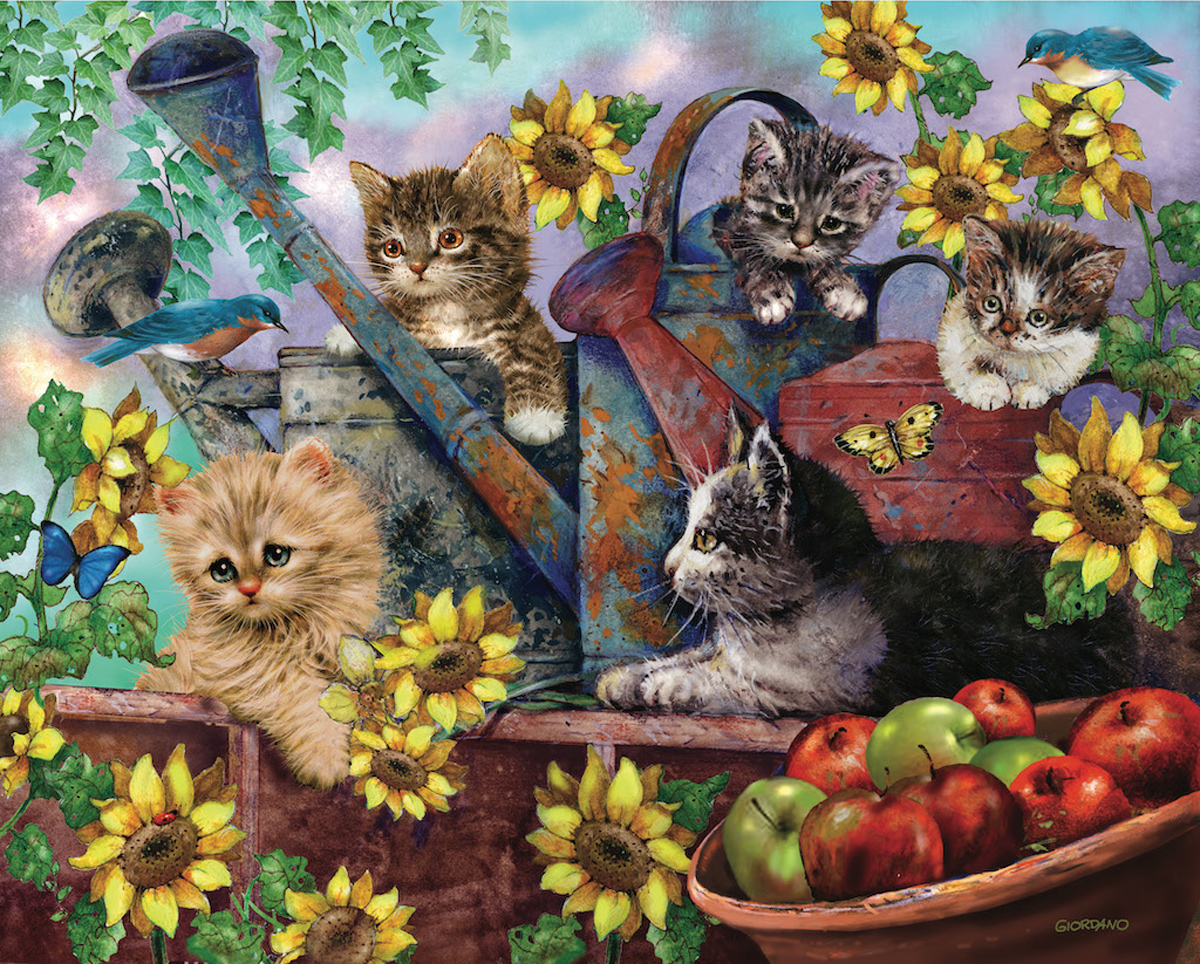 Sunflower Kittens Cats Jigsaw Puzzle