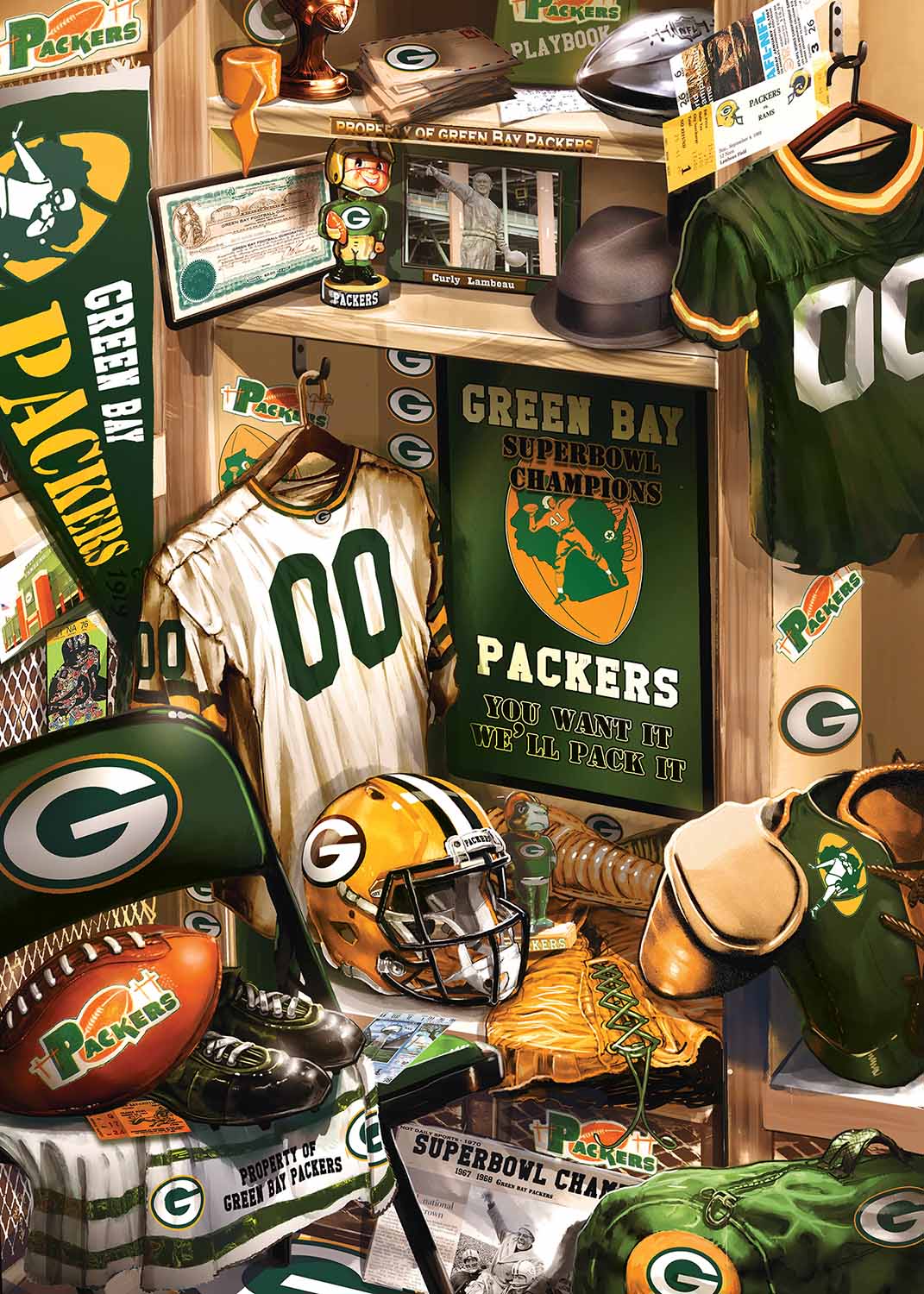 Green Bay Packers NFL Locker Room, 500 Pieces, MasterPieces | Puzzle ...