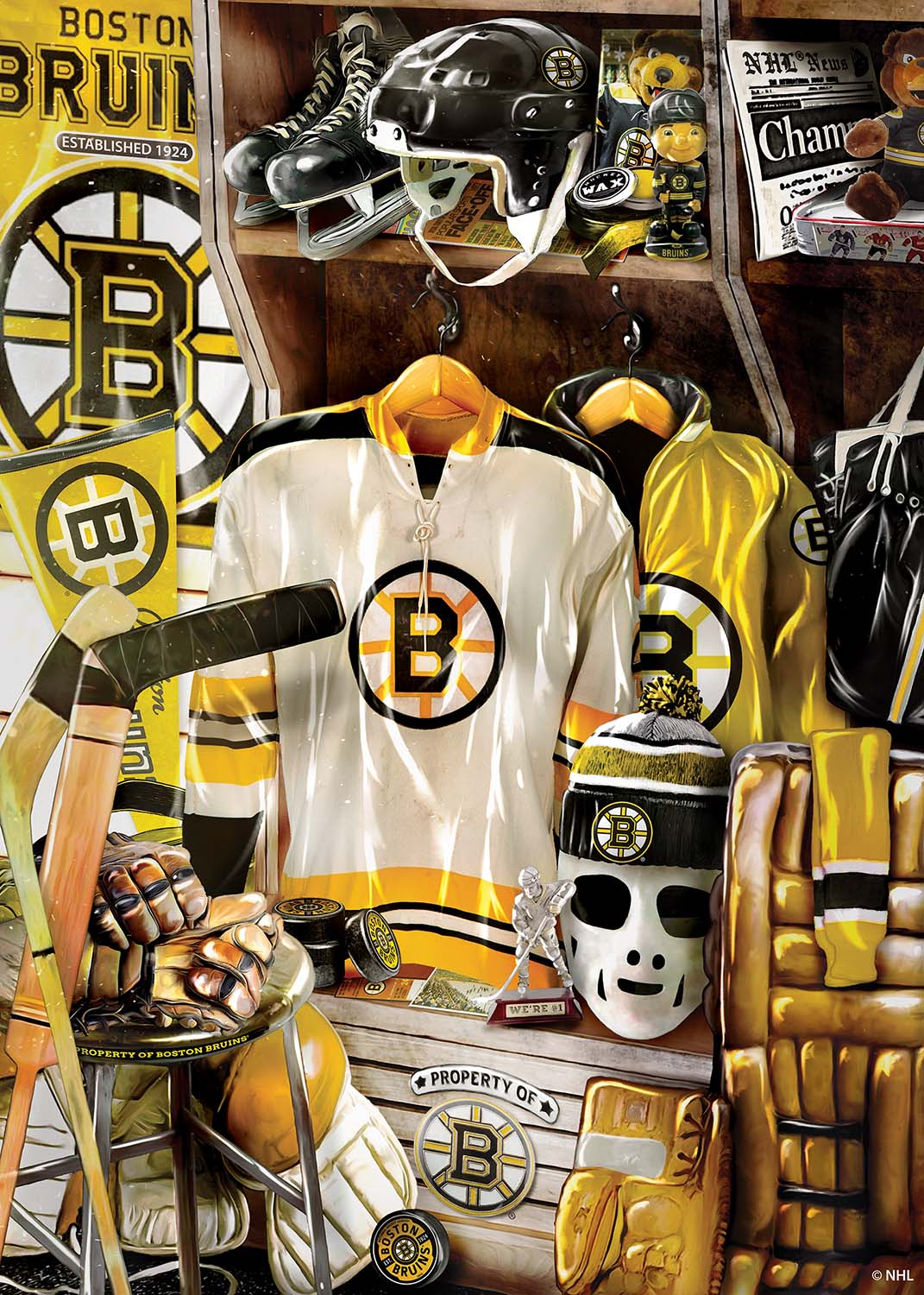 Boston Bruins NHL Locker Room Sports Jigsaw Puzzle