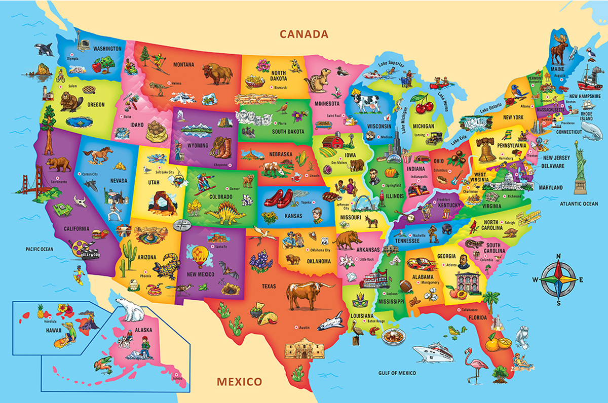 USA Map Educational Floor Puzzle