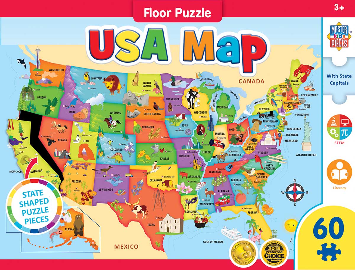 Usa Map 80 Pieces Masterpieces Puzzle Warehouse 7002