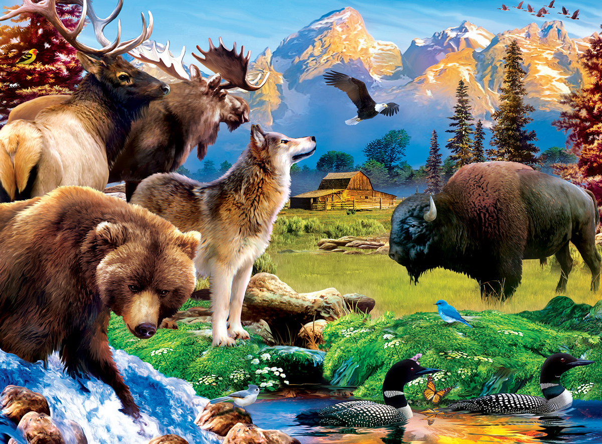 Wildlife of Grand Teton National Park Jr. Ranger Forest Animal Jigsaw Puzzle