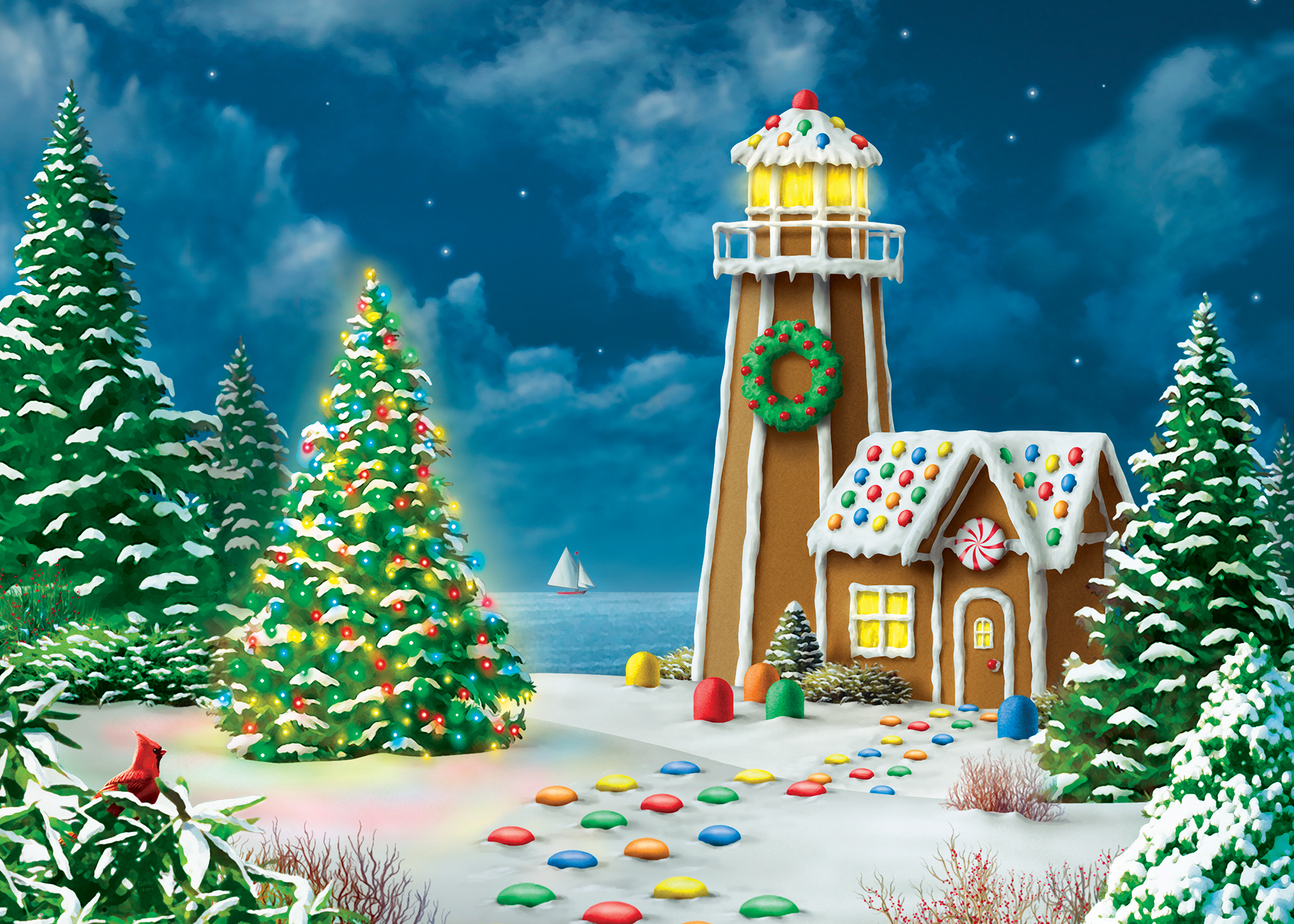 Gingerbread Lighthouse Christmas Jigsaw Puzzle