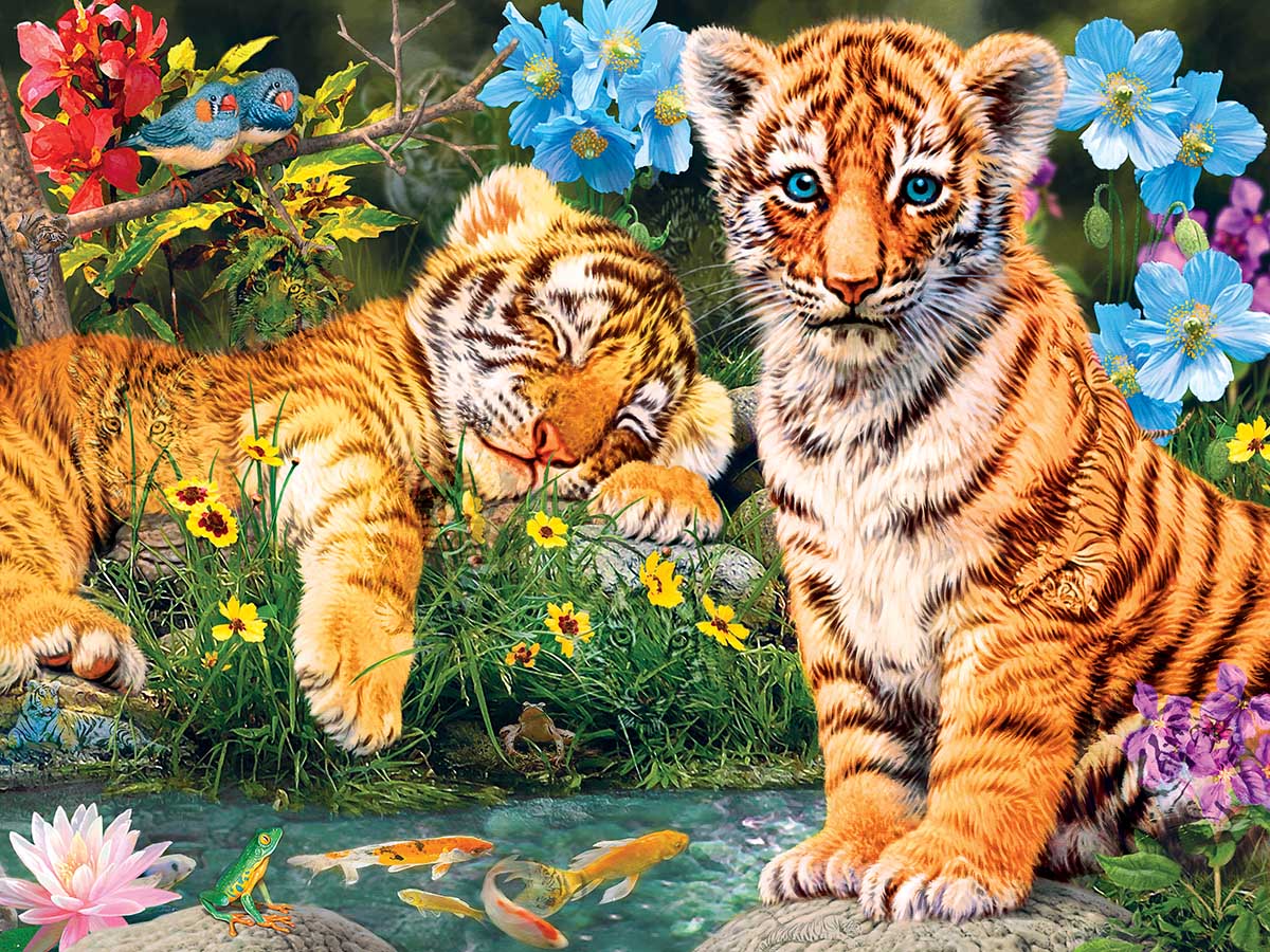 MasterPieces 500pc Jigsaw Puzzle Tiger Cubs Glow in The Dark Hidden Images for sale online 