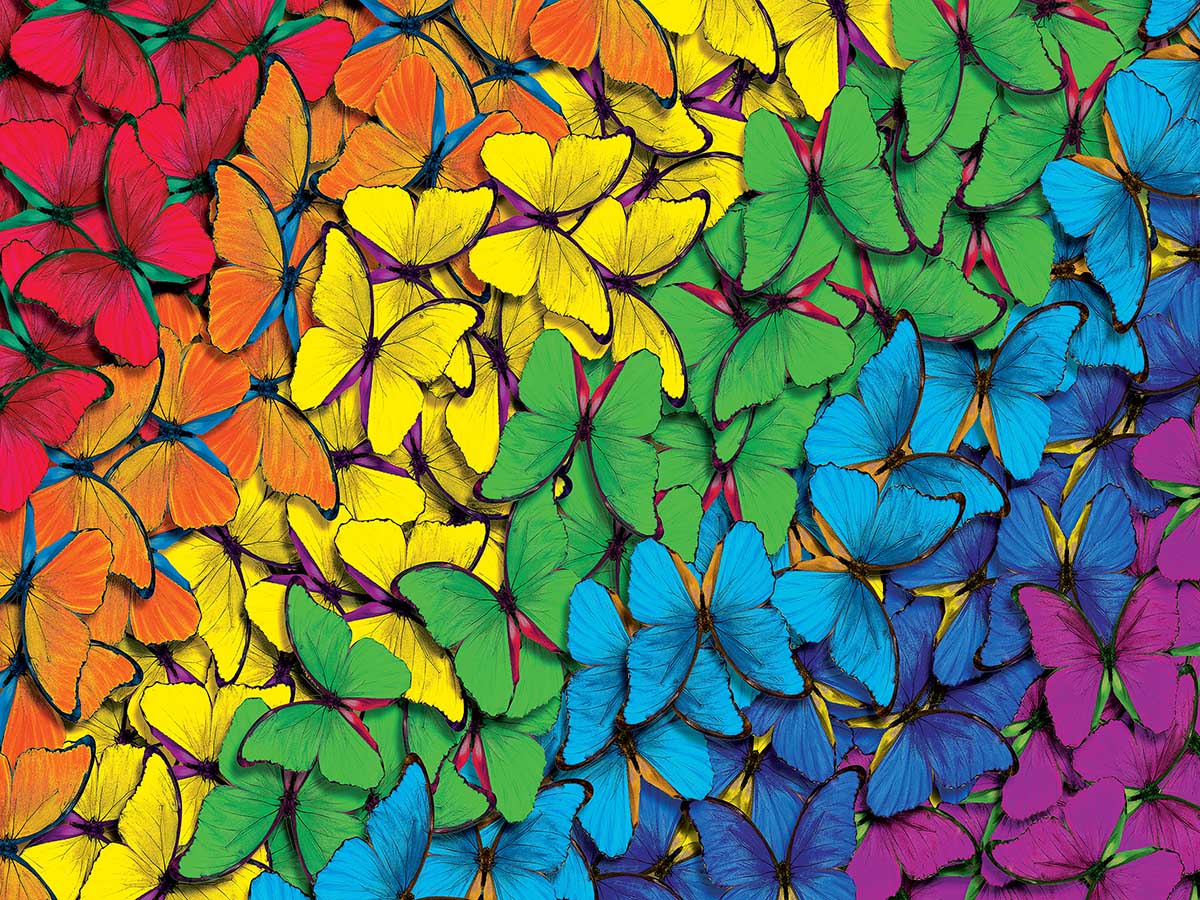 Fluttering Rainbow Butterflies and Insects Jigsaw Puzzle