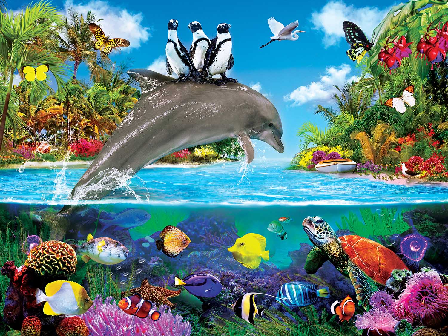 Dolphin Ride - Scratch and Dent Sea Life Jigsaw Puzzle