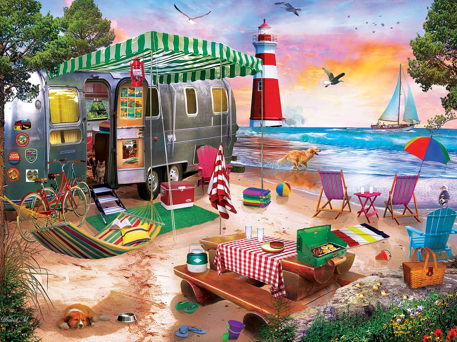 Oceanside Camping Beach Jigsaw Puzzle