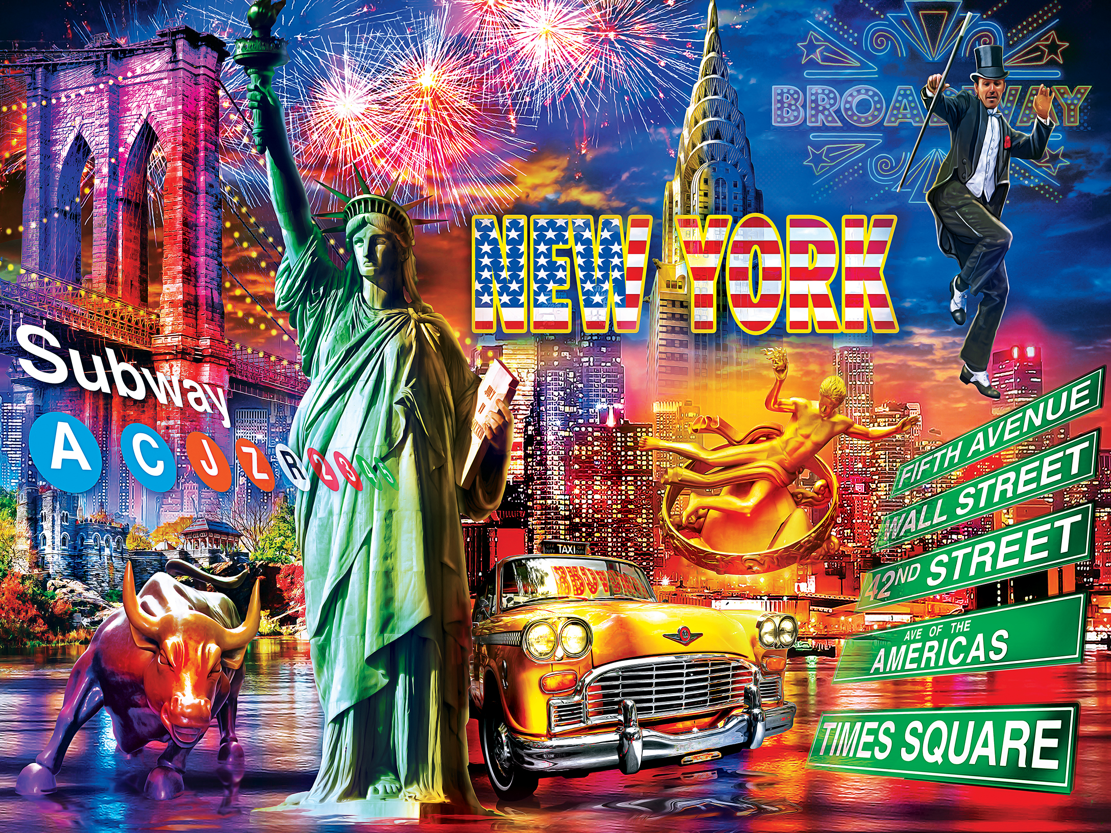 Greetings From New York City Landmarks & Monuments Jigsaw Puzzle