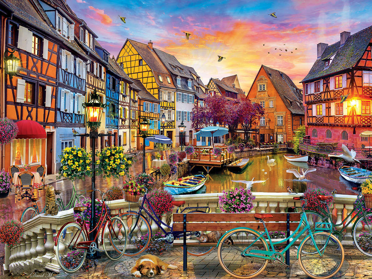 Cycling at Colmar France - Scratch and Dent Bicycle Jigsaw Puzzle