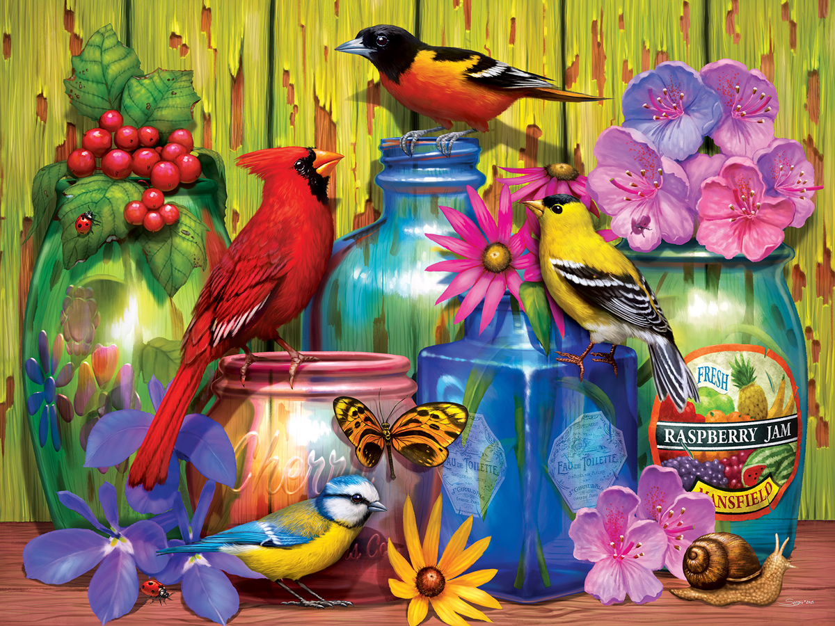 Feathered Reflections Birds Jigsaw Puzzle