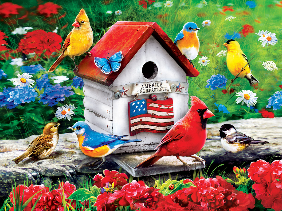 An American Birdhouse Birds Jigsaw Puzzle