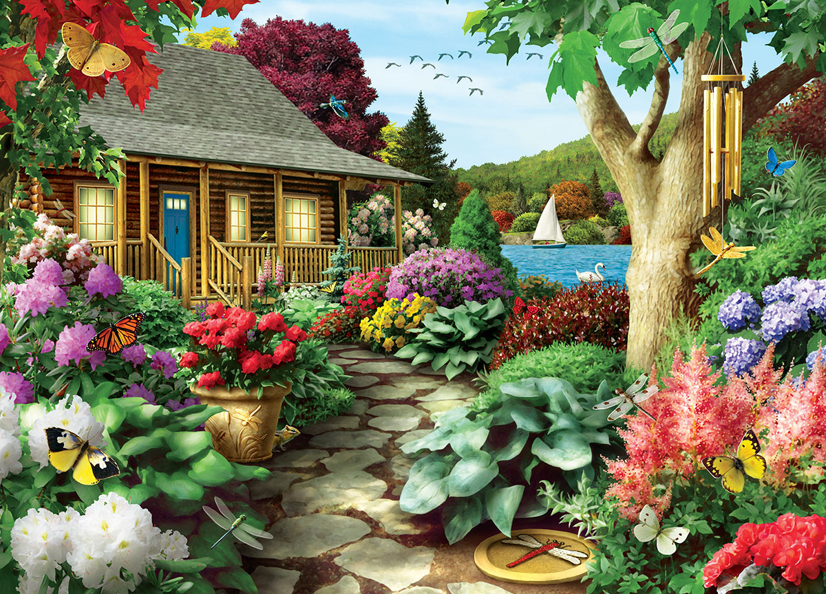 Dragonfly Garden (Time Away) - Scratch and Dent Flower & Garden Jigsaw Puzzle