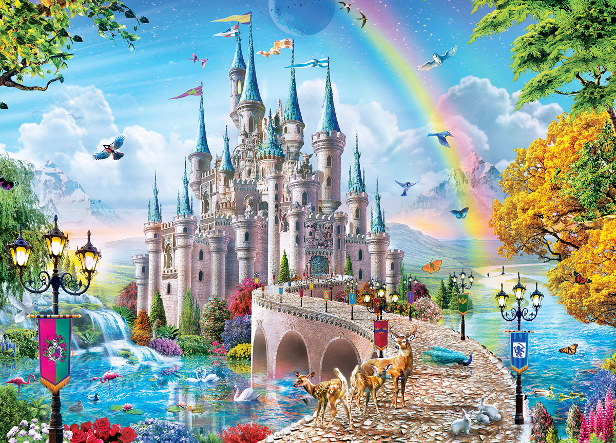 Deluxe Jigsaw Puzzle 1000 Piece Dream Castle Rainbow Fairyland Home YC1005 