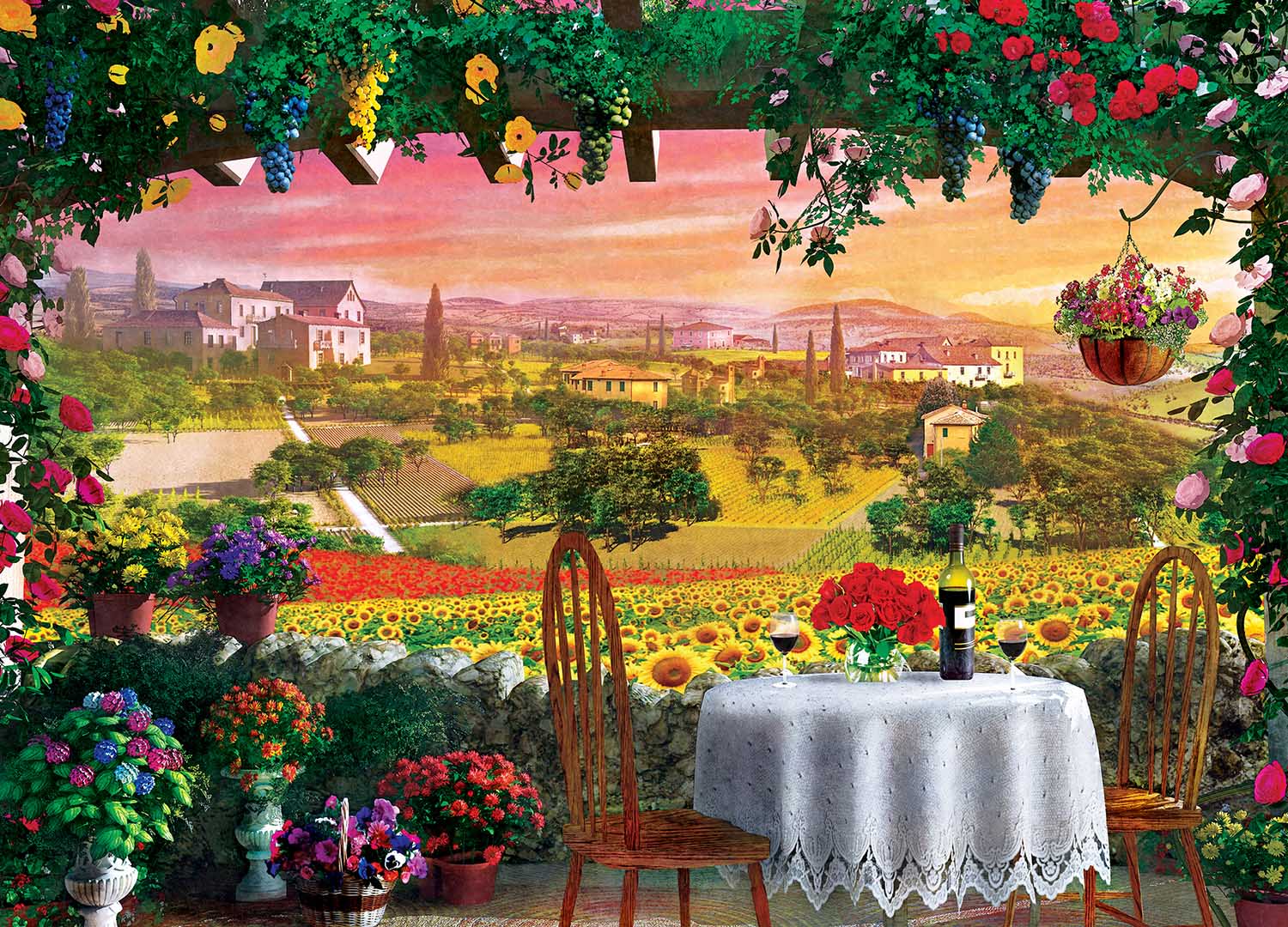 Tuscany Hills View Flower & Garden Jigsaw Puzzle