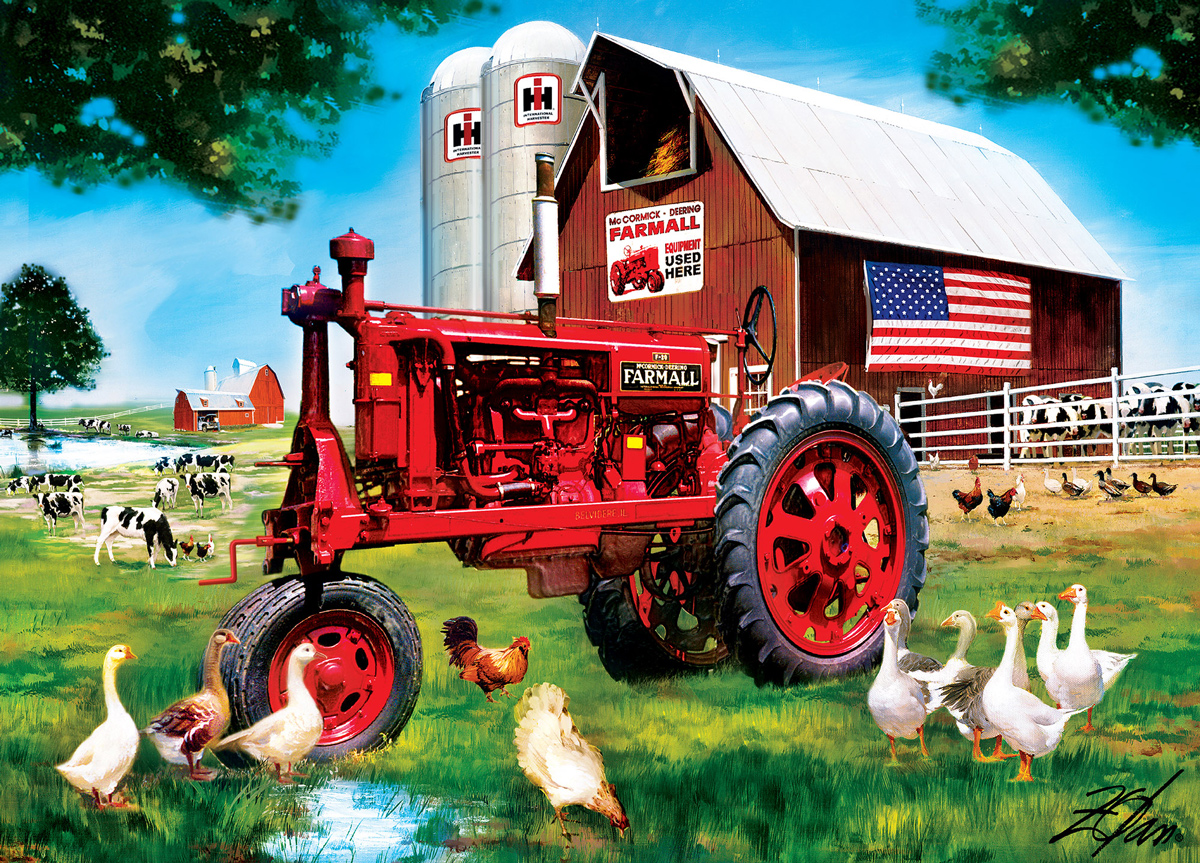 Red Nostalgia Farm Jigsaw Puzzle