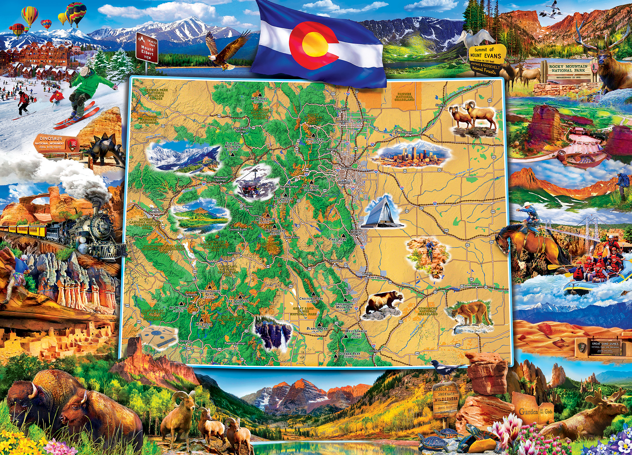 Colorado Map - Scratch and Dent Animals Jigsaw Puzzle