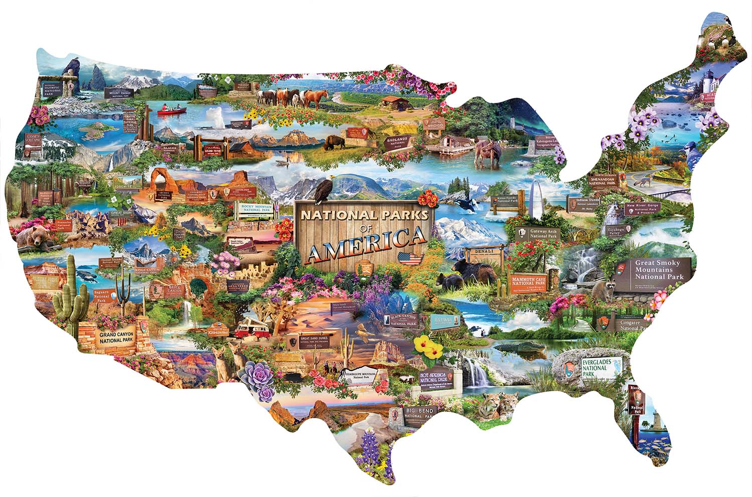 National Parks of America United States Shaped Puzzle