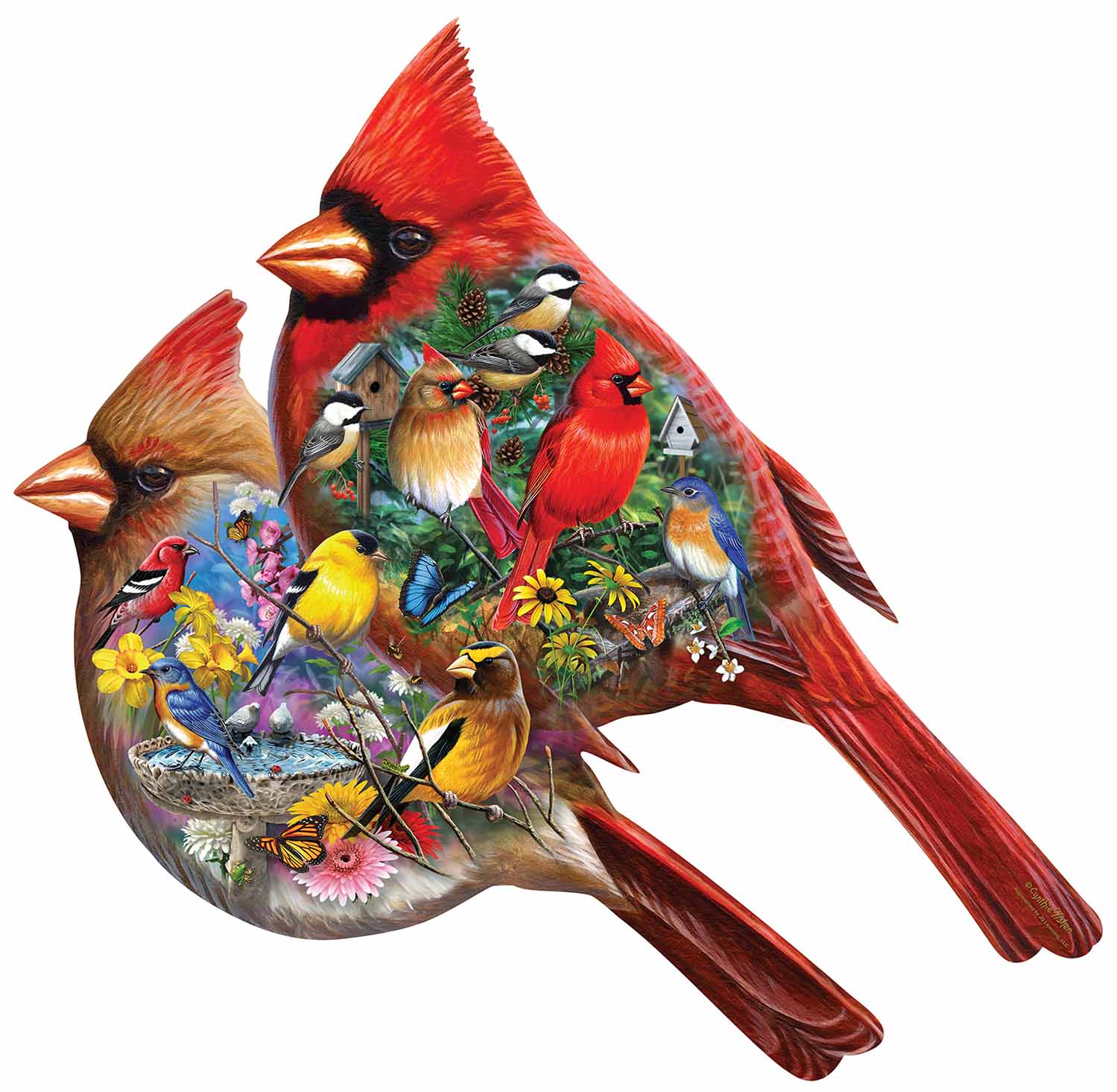 Cardinals Birds Shaped Puzzle