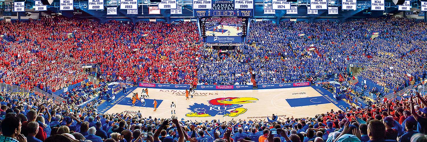 Kansas Jayhawks NCAA Stadium Panoramics Basketball Center View Sports Jigsaw Puzzle