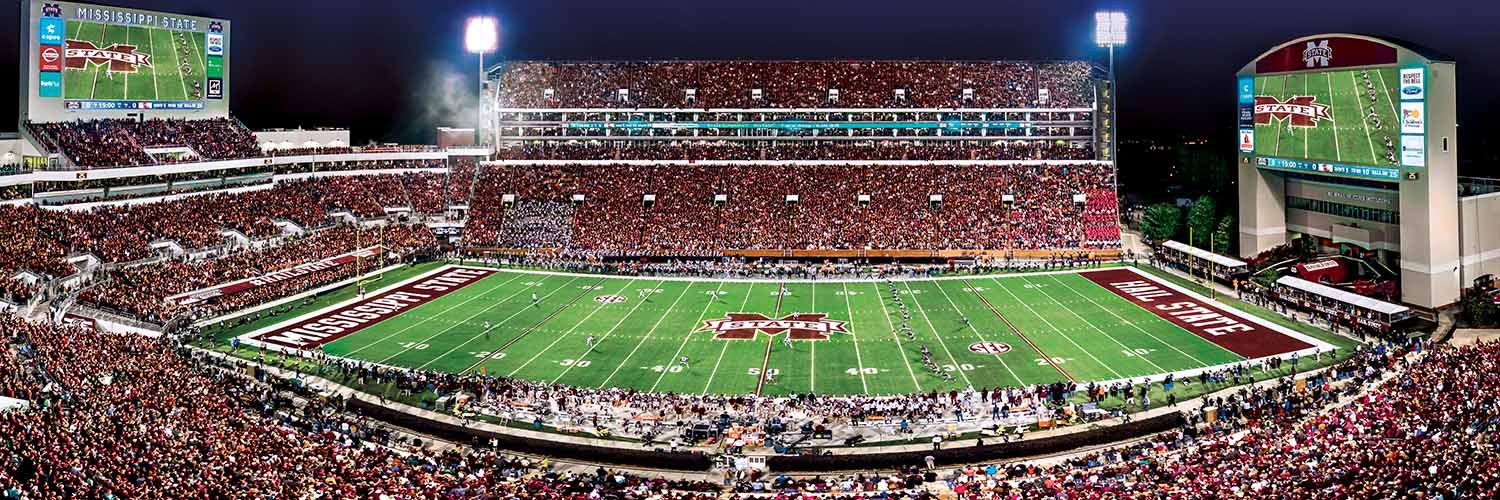 Mississippi State Bulldogs NCAA Stadium Panoramics Center View Sports Jigsaw Puzzle