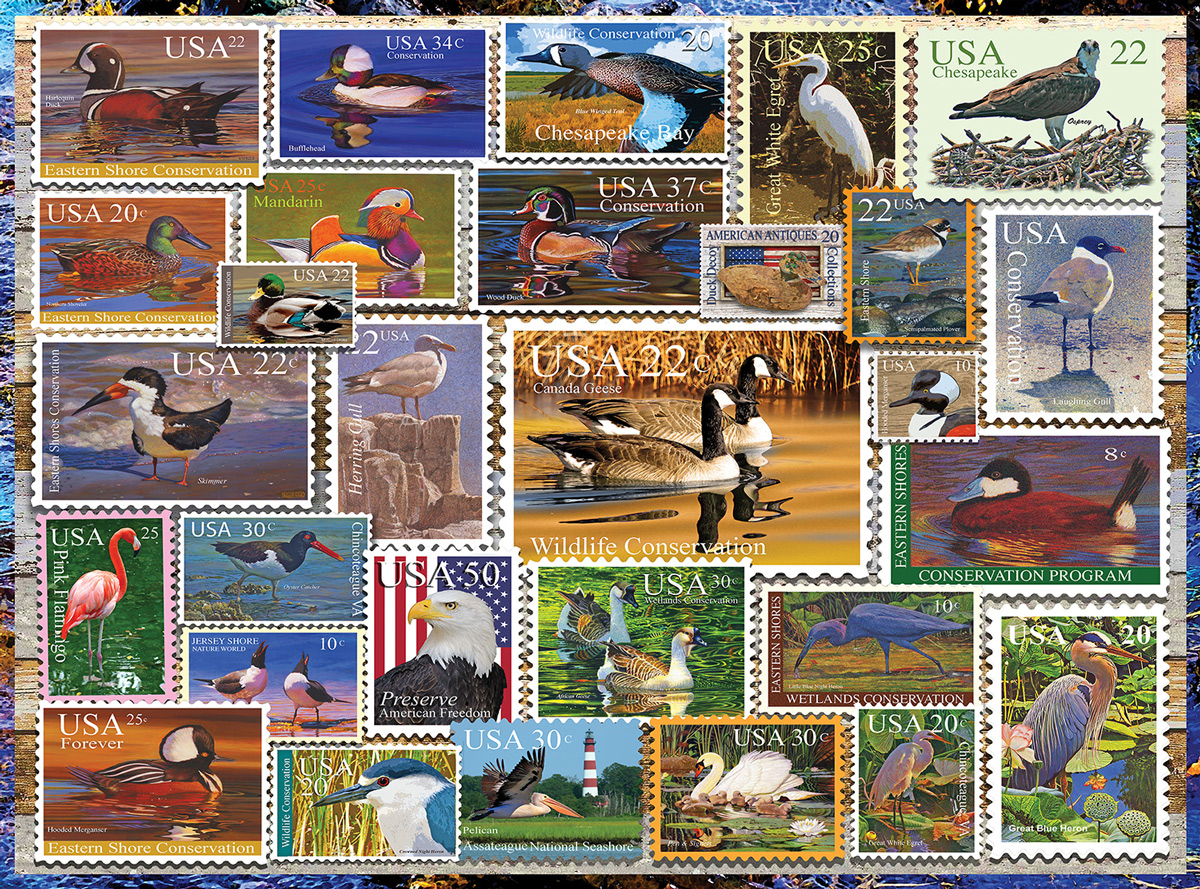 Birds of Our Shores Stamps - Scratch and Dent Birds Jigsaw Puzzle